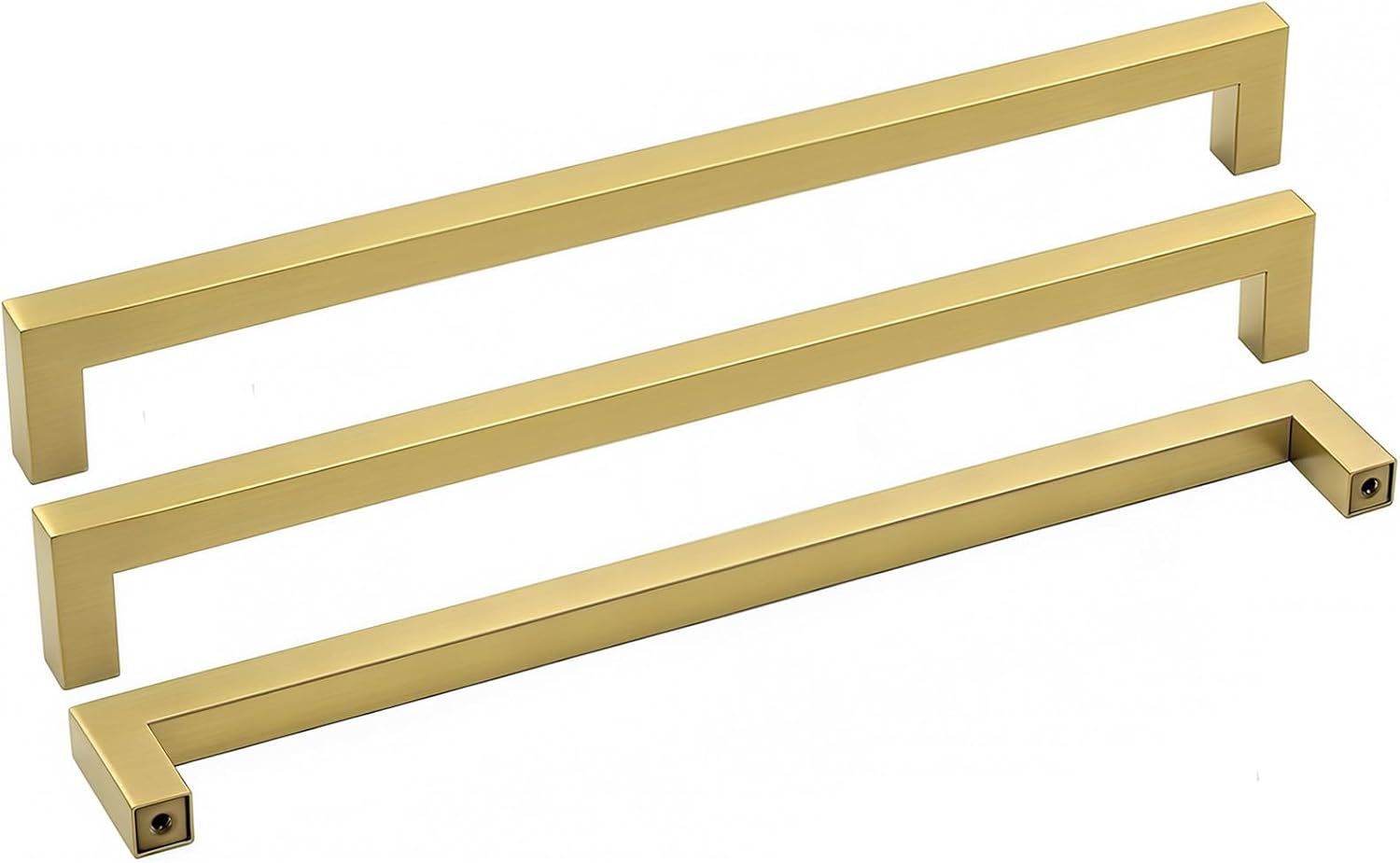 goldenwarm 15 Pack Gold Cabinet Hardware Brass Drawer Pulls - LSJ12GD288 Modern Brushed Brass Cabinet Pulls Knobs Square Kitchen Bathroom Cabinet Door Handles 11-1/3" Hole Centers