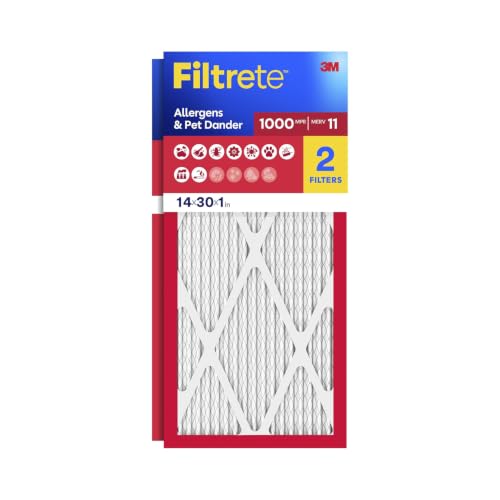 Filtrete 14x3x1, AC Furnace Air Filter MPR 1 MERV 11, Allergen Defense, 2-Pack (exact dimensions 13.81 x 29.81 x .81)
