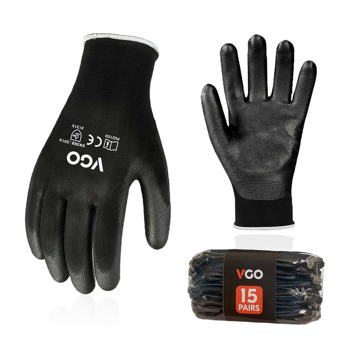 Vgo... 15-Pairs Safety Work Gloves