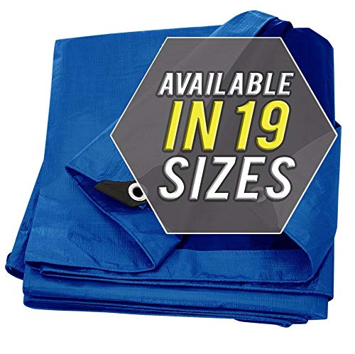 Large Waterproof Tarp - Heavy Duty 5 Mil Thick Poly Tarpaulin Ideal for Canopy Tents, Boats, RV or Pool Covers - Multipurpose Protective Tarps with Grommets for Indoor and Outdoor Use | 20' x 20'