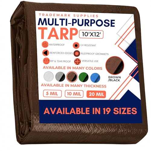 Large Waterproof Tarp - Heavy Duty 20 Mil (10' x 12')