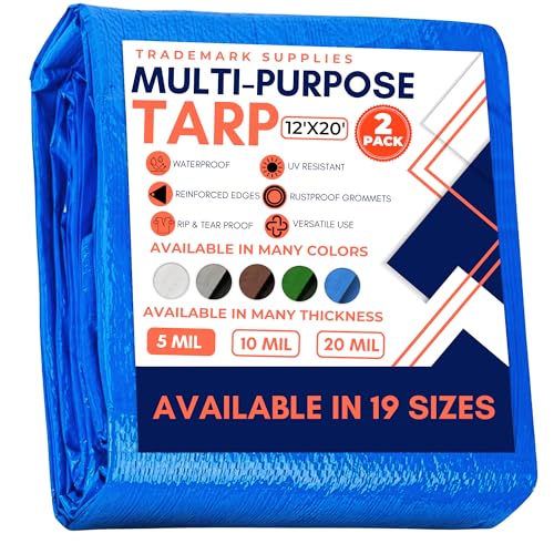 Large Waterproof Tarp - 12' x 20' (2 Pack)