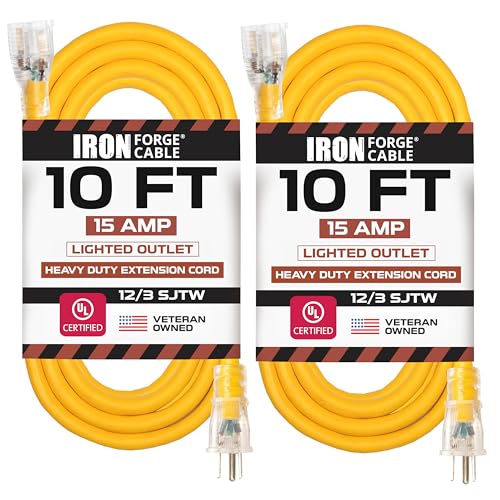 IRON FORGE CABLE 2 Pack of 10 Foot Outdoor Extension Cords