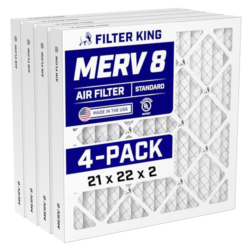 Best 21x22x2 Air Filters | 4 Pack | MERV 8 HVAC Pleated AC Furnace Filters, Protection Against Mold and Pollen, Allergen Reduction, Increases Air Quality