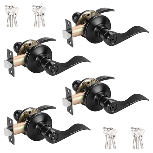 Probrico 4-Pack Black Entry Knobs
