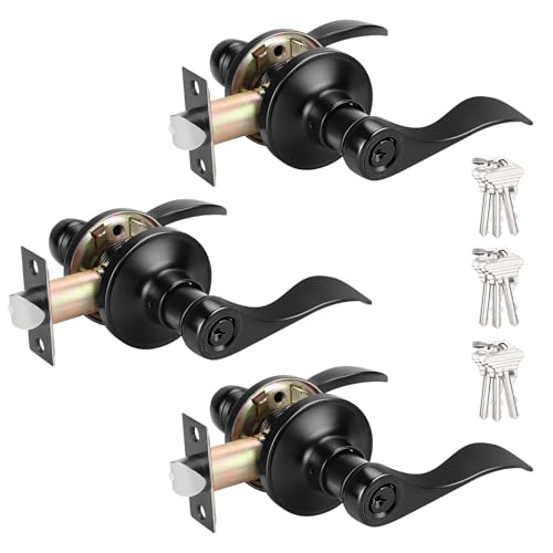 Probrico 3-Pack Black Entry Knobs