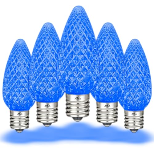 Novelty Lights C9 LED Christmas Light Bulbs, Blue LED Bulbs, Outdoor Light Bulbs (25 Pack) String Light Bulbs