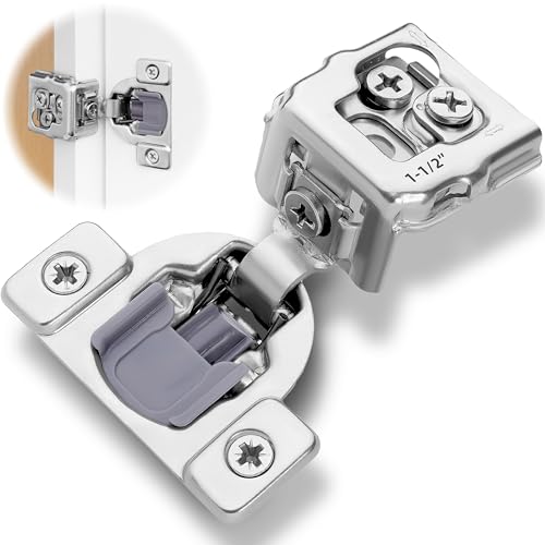 DecoBasics 40 Pack 1-1/2" Overlay Soft Close Cabinet Hinges for Kitchen Cabinets -Satin Nickel Self Closing Kitchen Cabinet Hinges Concealed with Built-in Soft Close Hinges Damper -3 Way Adjustability