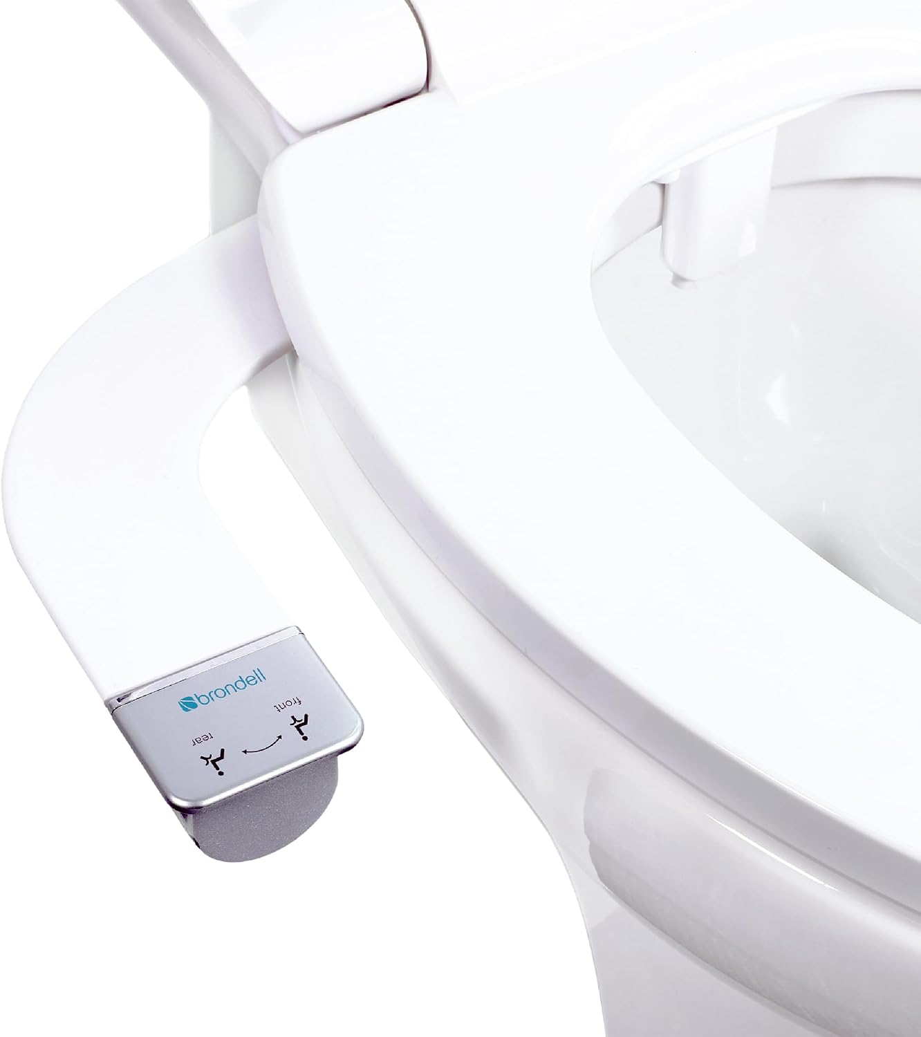 Brondell Bidet Attachment for Toilet SS-250 SimpleSpa Fresh Water Spray with Adjustable Water Pressure Side Arm Control, Slim Bidet Sprayer, Silver Knob (Dual Nozzle)