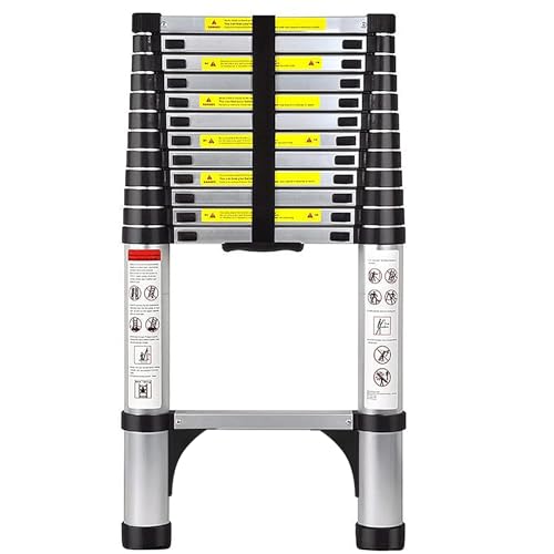 Telescoping Ladder 15 FT - Aluminum Telescopic Ladder with Non-Slip Feet - Portable Collapsible Extension Ladders for Home Roof Loft RV Work with EN131 Certified - 331lbs Max Capacity