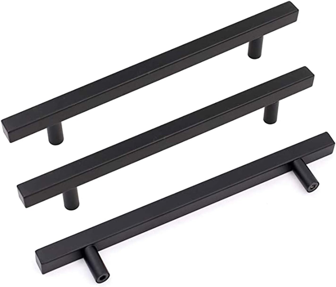 goldenwarm Black Cabinet Pulls Kitchen Hardware Drawer Handles J22BK160 Matte Black Drawer Pulls Square Bar Handles Bathroom Cabinet Door Hardware 6-1/4in Hole Centers 8 Pack