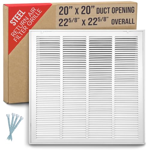 Fits 20x20 Duct Opening | Steel Return Air Filter Grille by Handua