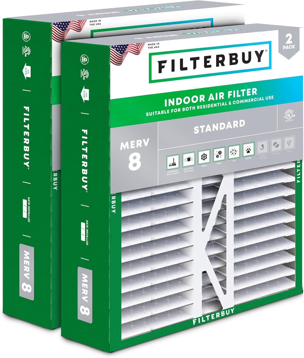 Filterbuy 16x22x5 MERV 8