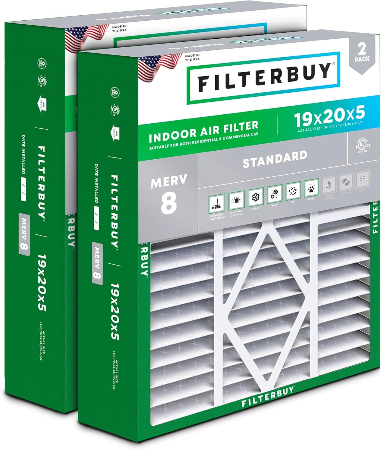 Filterbuy 19x20x5 MERV 8