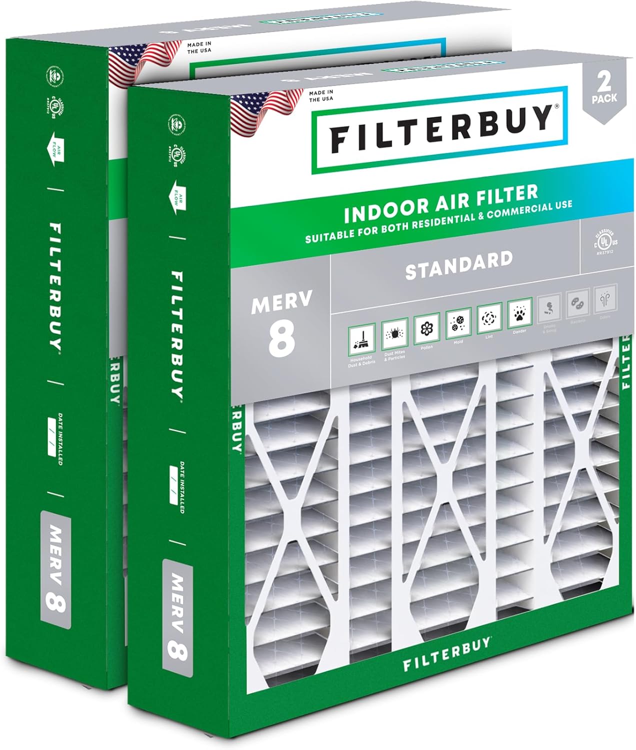 Filterbuy 20x25.25x3.5 MERV 8