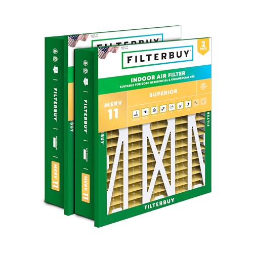 Filterbuy 20x20x5 Air Filter MERV 11 Superior Pet & Allergy Defense (2-Pack), Electrostatic Pleated HVAC AC Furnace Filters for Honeywell Return Grille FC40R1003 (Actual Size: 18.38 x 18.38 x 3.69)