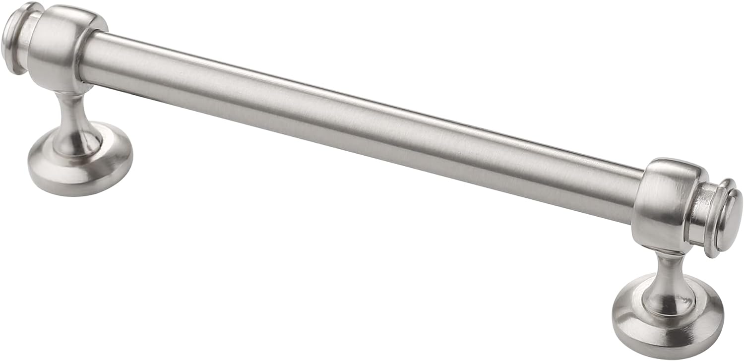 Alzassbg 10 Pack Brushed Satin Nickel Cabinet Pulls, 5 Inch(128mm) Hole Centers Cabinet Handles Kitchen Hardware Straight Bar for Cabinets and Drawer AL3082SN