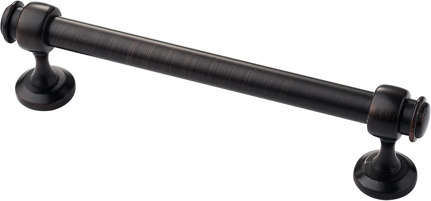 Alzassbg 10 Pack Oil Rubbed Bronze Cabinet Pulls, 5 Inch(128mm) Hole Centers Cabinet Handles Kitchen Hardware Straight Bar for Cabinets and Drawer AL3082ORB