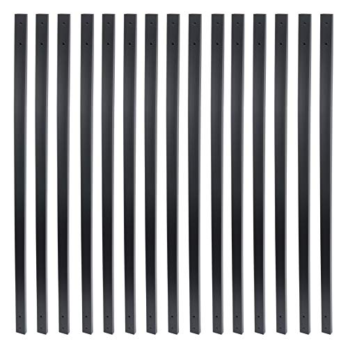32-1/4 Inches Traditional Rectangular Iron Deck Balusters Furniture w/Screws for Wood Composite Facemount Railing Staircase Balustrade, Classic Geometric Styling (25-Pack, Matte Black)