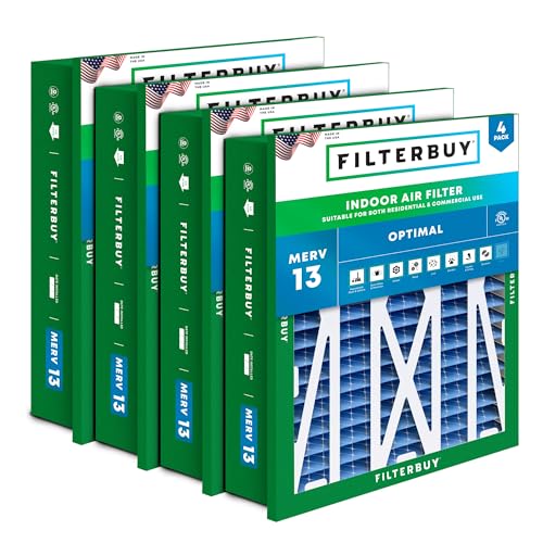 Filterbuy 20x20x5 Air Filter MERV 13 (MPR 1900) Health Defense Replacement (4-Pack), Pleated HVAC AC Furnace Filters for Honeywell Return Grille FC40R1003 (Actual Size: 18.38 x 18.38 x 3.69)