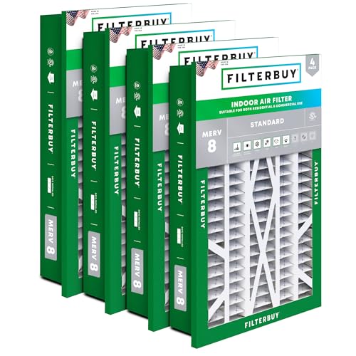 Filterbuy 20x30x5 Air Filter MERV 8 (MPR 700) Dust Defense Replacement (4-Pack), Pleated HVAC AC Furnace Filters for Honeywell Return Grille (Actual Size: 18.38 x 28.63 x 3.69)