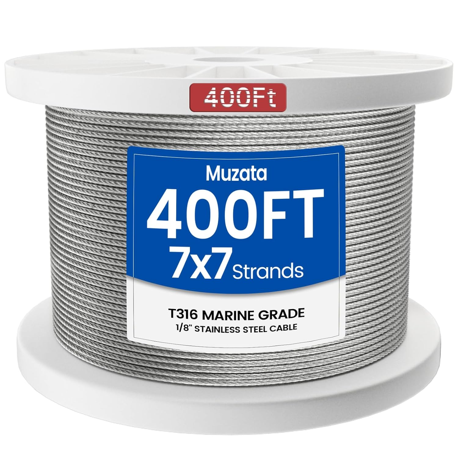 Muzata 400 ft 1/8" T316 Wire Rope