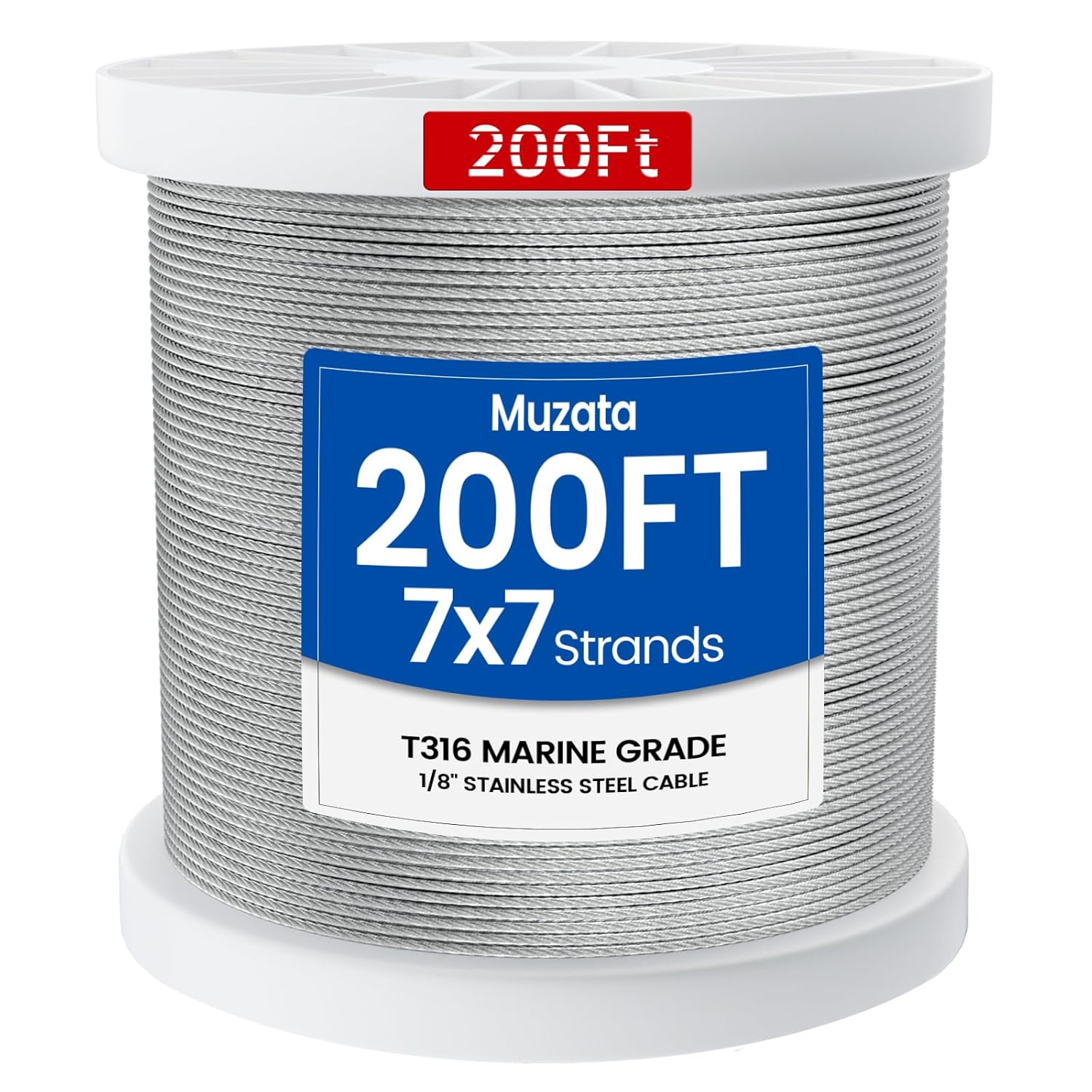Muzata 200 ft 1/8" T316 Wire Rope