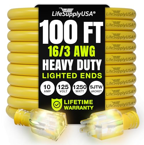 LifeSupplyUSA 100ft 16/3 (Top Rated)