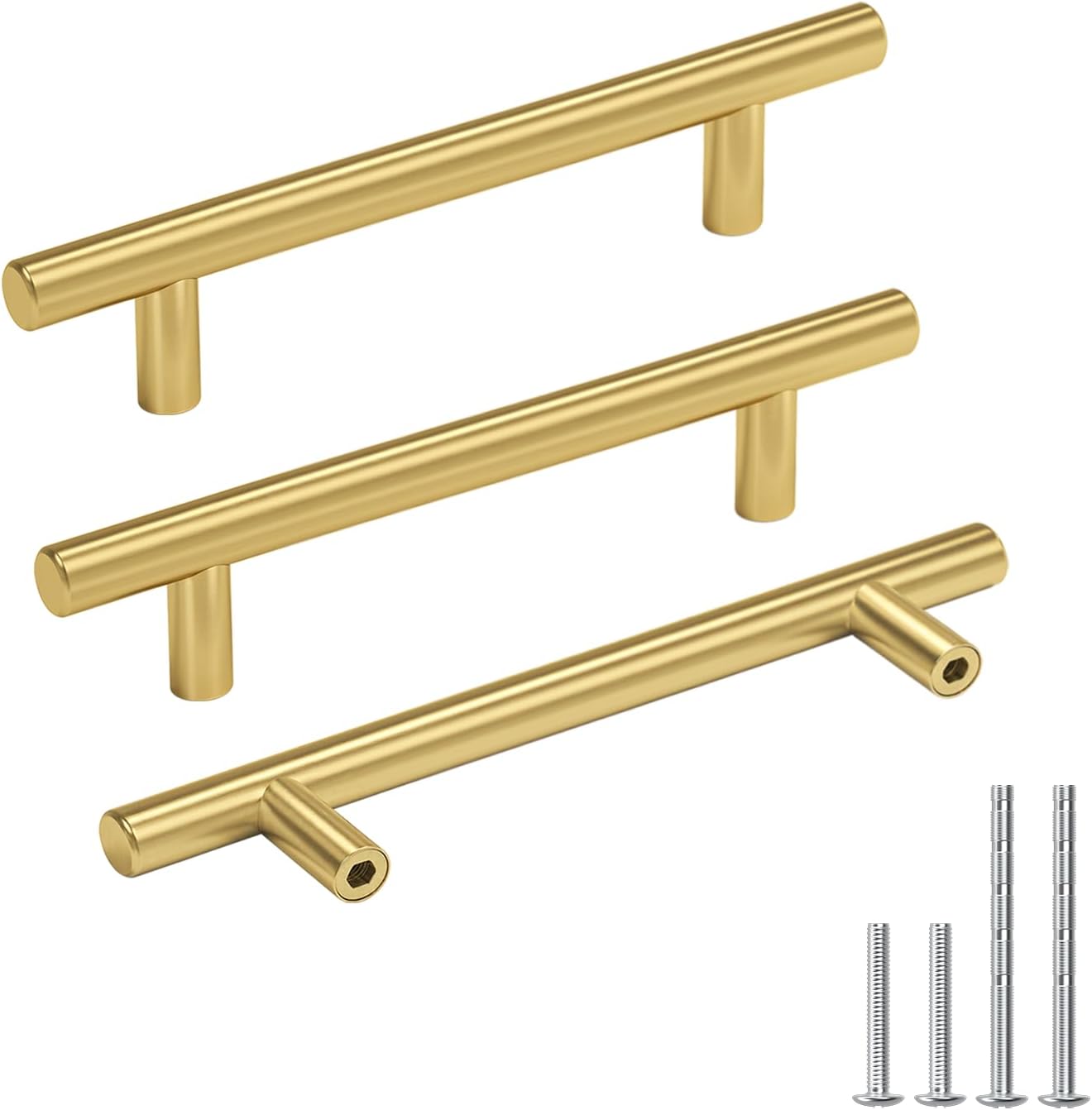 Goldenwarm 20 Pack 4-1/2in Gold Cabinet Handles Gold Drawer Pulls Kitchen Cabinet Handles Brushed Brass Drawer Pulls Stainless Steel Hardware for Cupboard Bedroom