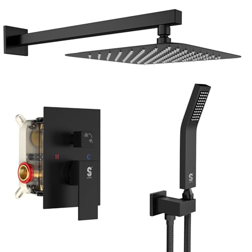SR SUN RISE Black Square Shower Head & Valve Set