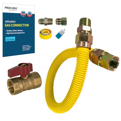 PROCURU 1" OD x 12" (1Ft) Flexible Gas Connector Kit