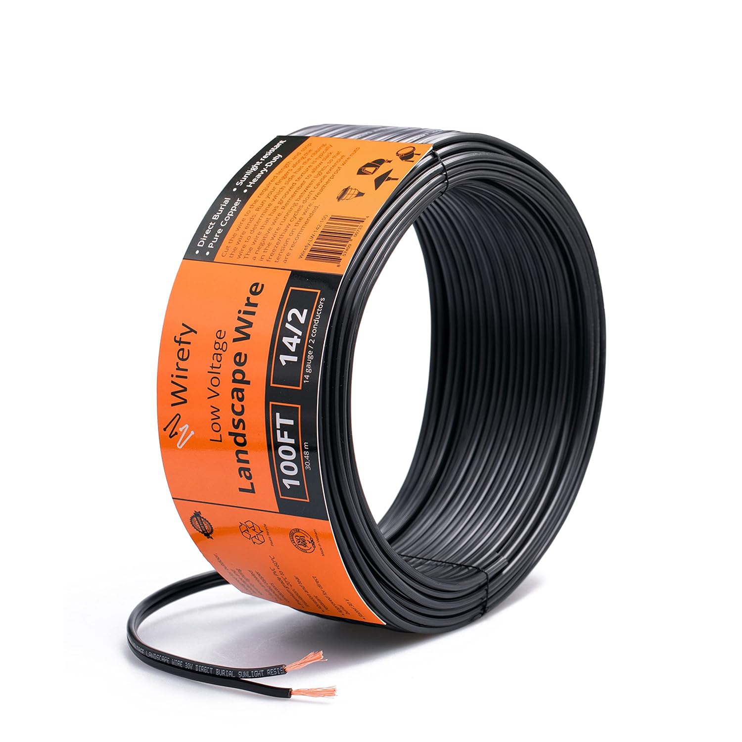 Wirefy 14/2 Low Voltage Landscape Wire - 14 Gauge 2 Conductor 100 Feet - Copper Landscape Lighting Wire - Low Voltage Cable