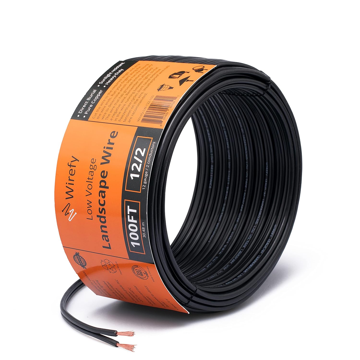 Low Voltage Landscape Lighting Wire - Outdoor Direct Burial Electrical Wire - 2-Conductor