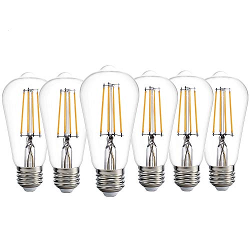 Dusk to Dawn Photocell Light Sensor 7W 800lm LED Lights Bulbs ST58 ST19 60W Edison Bulb Equivalent warmwhite Indoor Outdoor Lighting Pack of 6