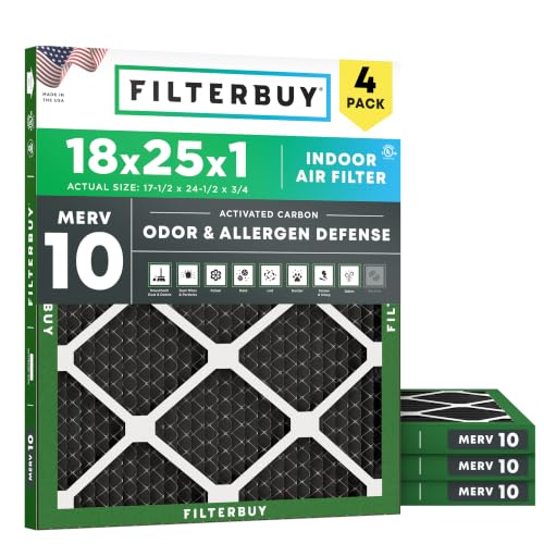 Filterbuy 18x25x1 MERV 8 Odor & Allergy Defense