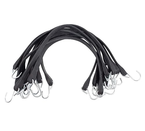 Mytee Products Natural Rubber Tarp Bungee Straps Tie Down Cords S Hooks Heavy Duty Ideal for Securing Tarps -(200 pcs) - (4 Boxes of 50 Straps)