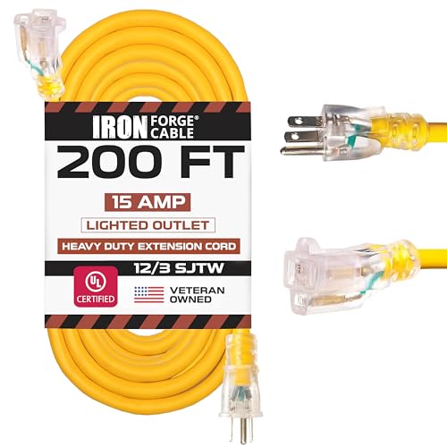 Iron Forge Cable 200 Foot Lighted Outdoor Extension Cord