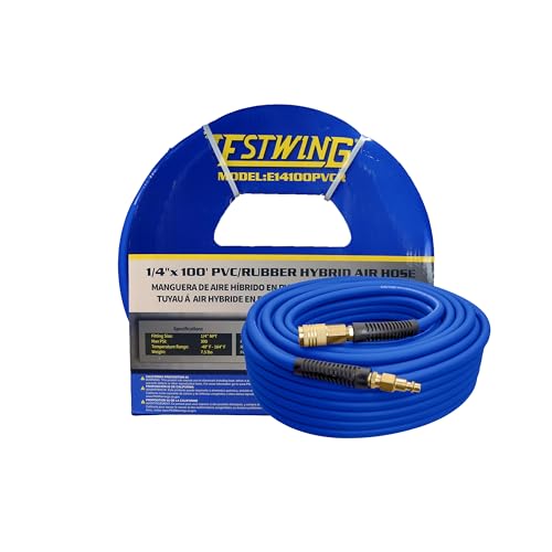 Estwing E14100PVCR 1/4" x 100' PVC/Rubber Hybrid Air Hose with Brass Fittings