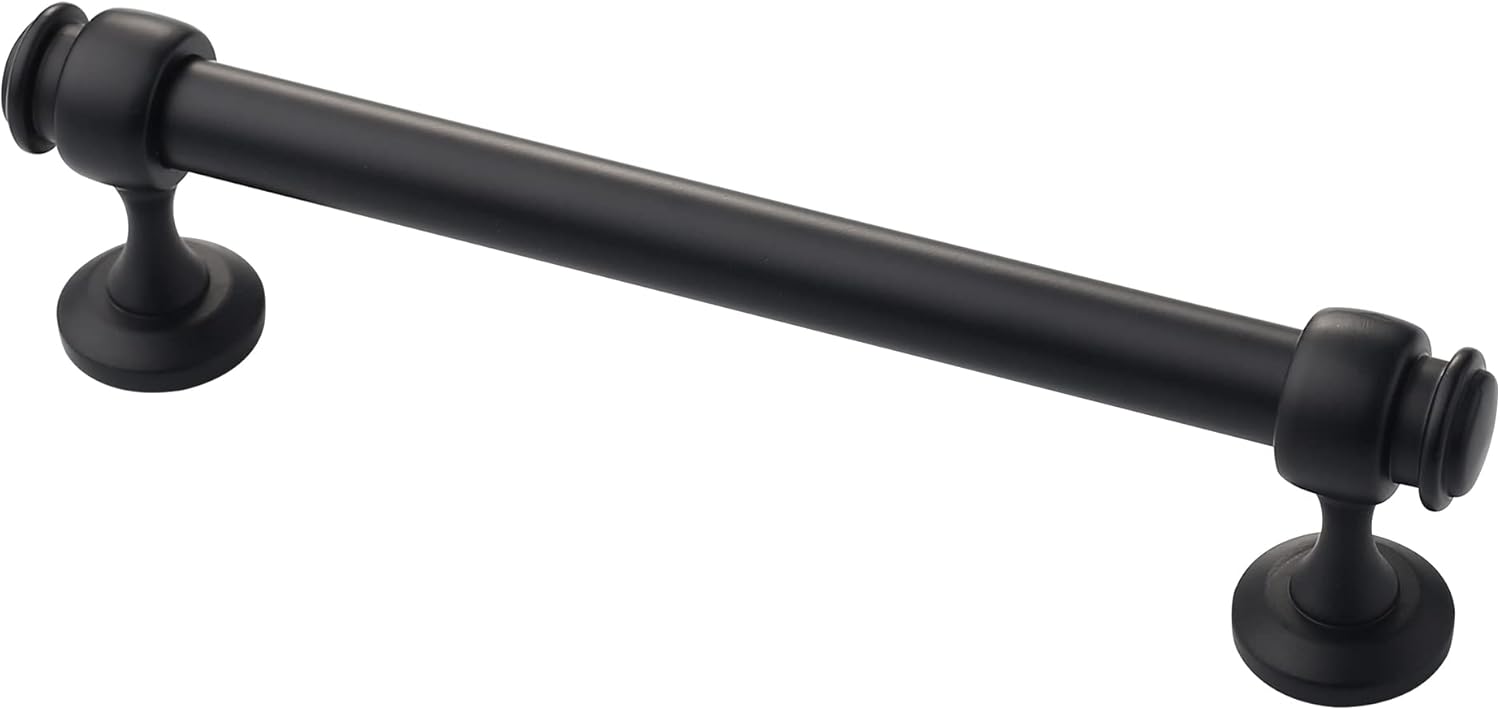 Alzassbg 10 Pack Matt Black Cabinet Pulls, 5 Inch(128mm) Hole Centers Cabinet Handles Kitchen Hardware Straight Bar for Cabinets and Drawer AL3082MB