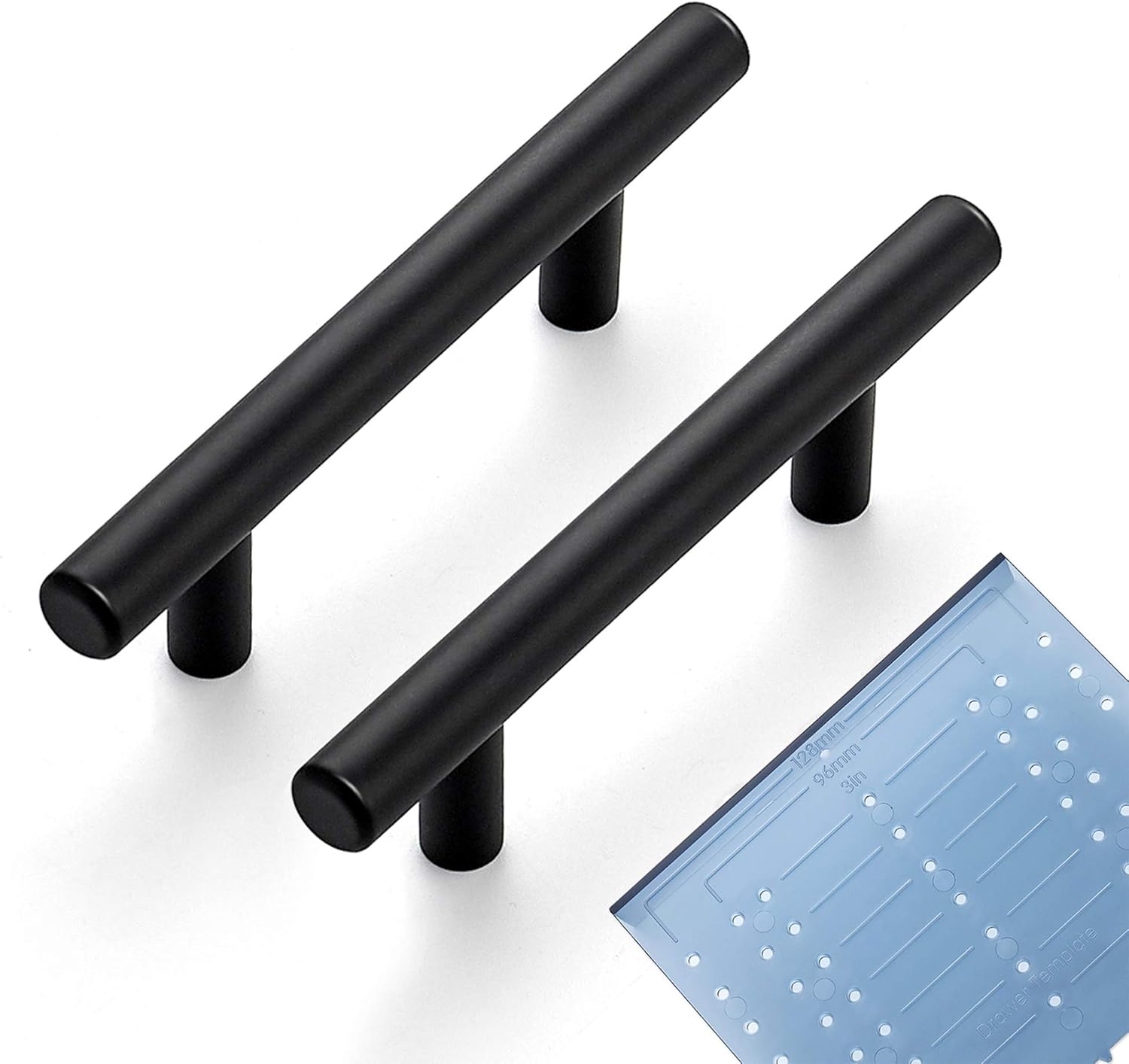 Ravinte 30 Pack | 6'' Cabinet Pulls Matte Black Stainless Steel Kitchen Drawer Pulls Cabinet Handles 6Length, 3-3/4 Hole Center with Mounting Template