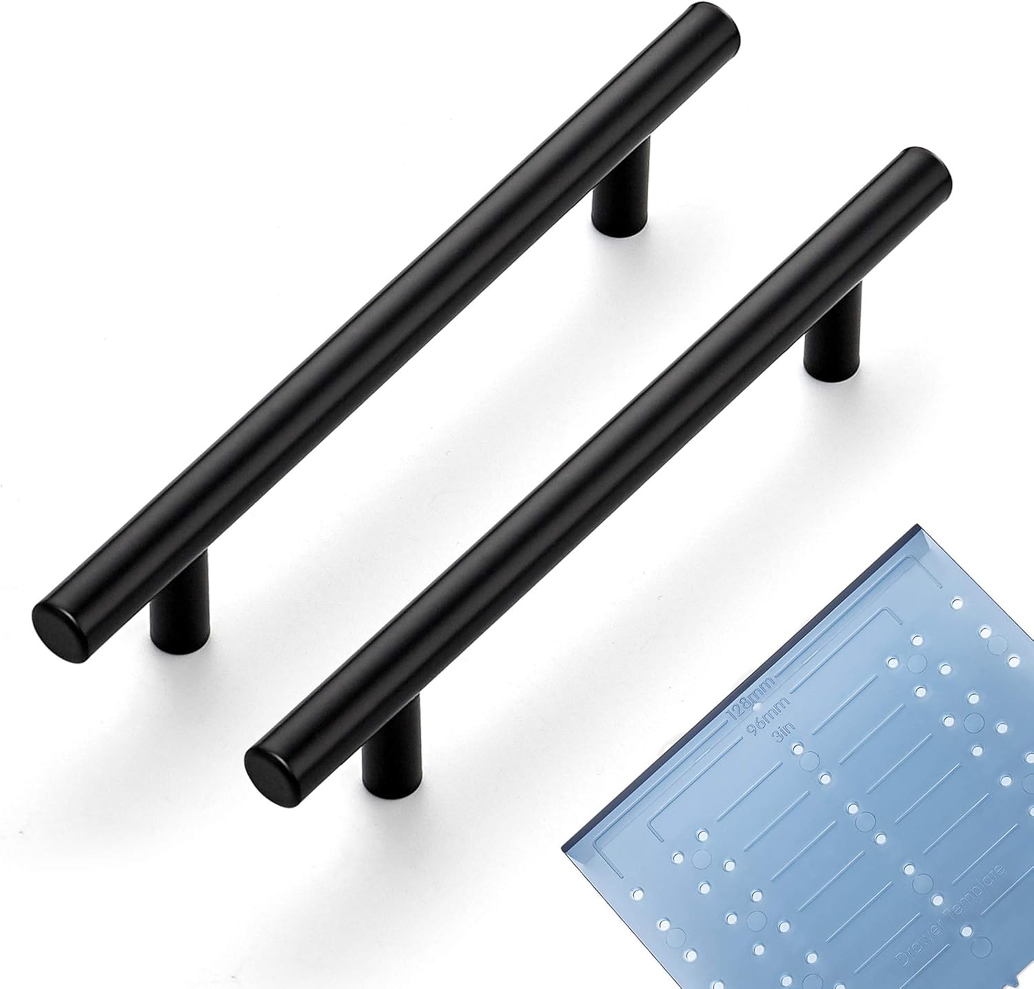 Ravinte 40 Pack | 7.38'' Cabinet Pulls Matte Black Stainless Steel Kitchen Drawer Pulls Cabinet Handles 7-3/8Length, 5 Hole Center with Mounting Template