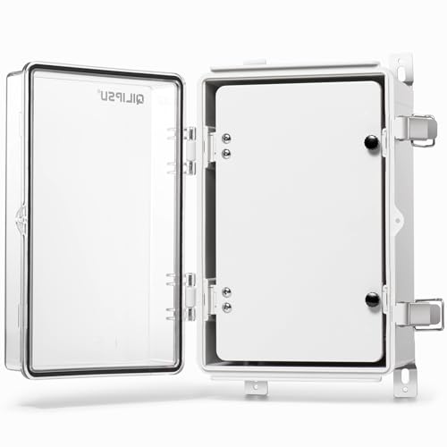 QILIPSU Waterproof Junction Box IP67 Outdoor Plastic Electrical Project Enclosure Weatherproof with Inner Door, Mounting Plate, Wall Brackets, Hinged Clear Cover 11.8"x7.9"x6.7" CC-D