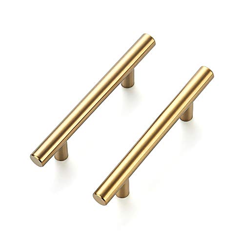 Ravinte 25 Pack 5 Inch Cabinet Pulls Brushed Brass Stainless Steel Kitchen Drawer Pulls Cabinet Handles 5Length, 3 Hole Center