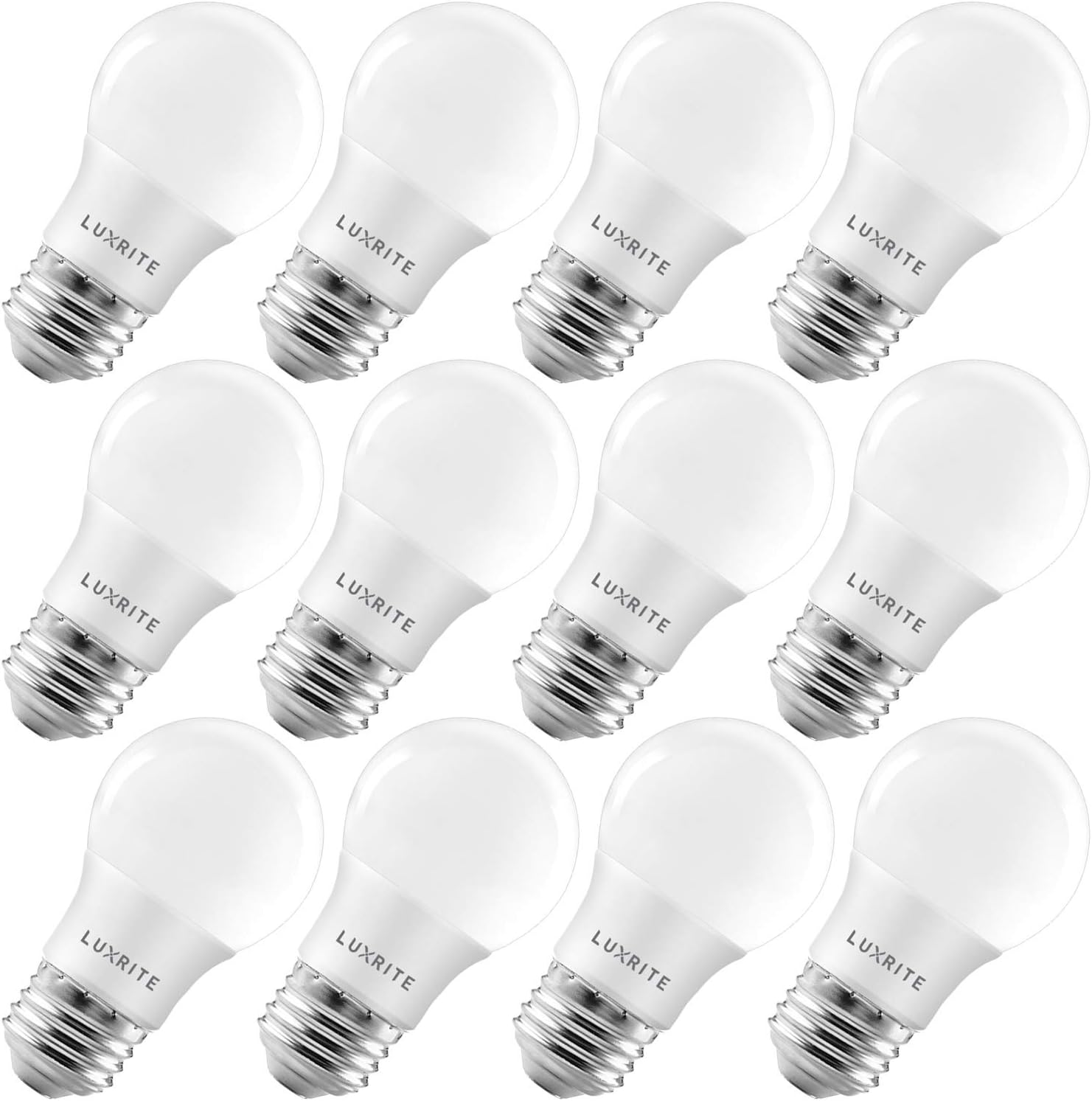 LUXRITE A15 LED Bulb 40W Equivalent, 7W, 5000K (Bright White), 600 Lumens, Enclosed Fixture Rated, Dimmable Ceiling Fan Light Bulbs, E26 Medium Base, UL Listed - Indoor and Outdoor (12 Pack)