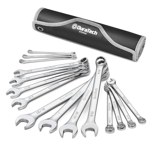 DURATECH Combination Wrench Set, SAE, 15-Piece, 1/4'' to 1-1/16'', 12-Point, CR-V Steel, with Rolling Pouch