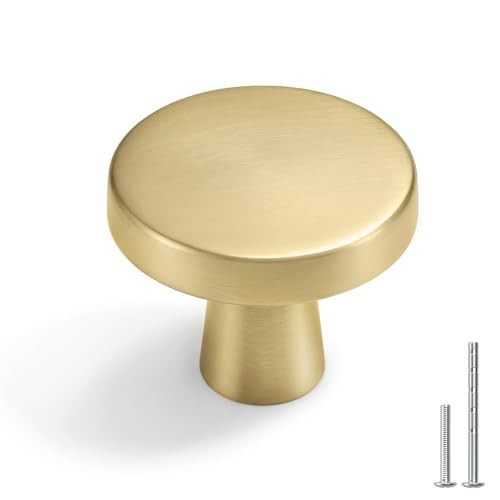 goldenwarm Kitchen Cabinet Knobs Gold Dresser Drawer Knobs - 25 Pack Brushed Brass/Gold Cabinet Drawer Handles Zinc, Mushroom