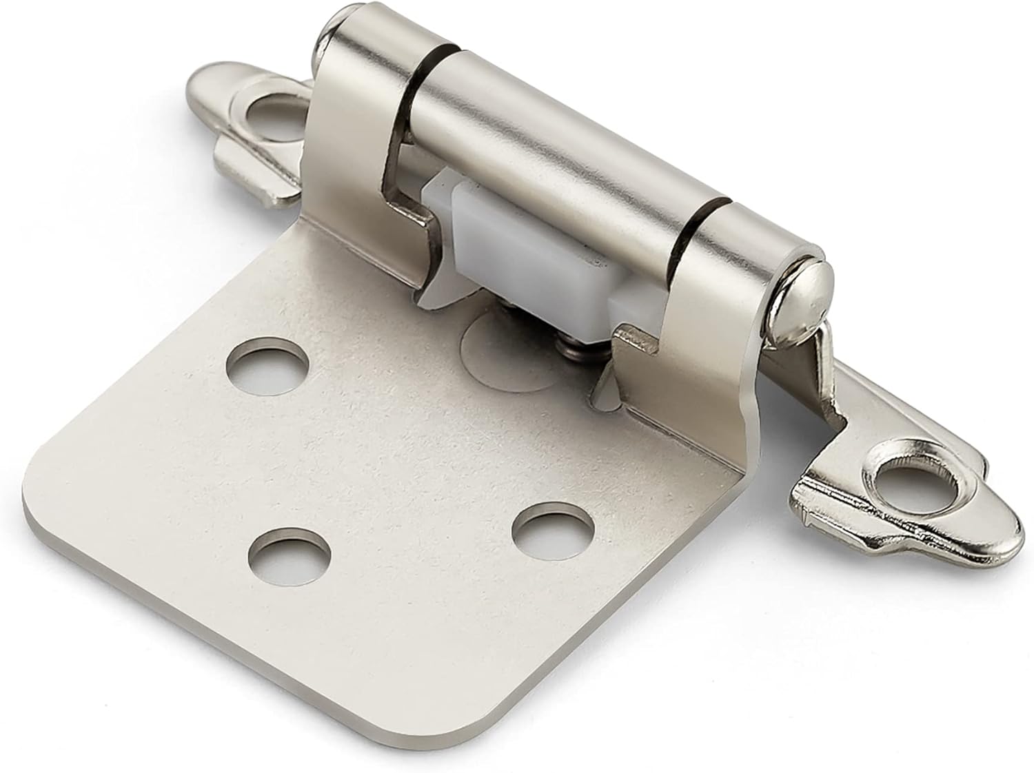 Ravinte 60 Pack (30 Pairs) 1/2 inch Overlay Cabinet Hinges, Self-Closing Semi-Concealed Face Mount, Satin Nickel Decorative Hardware with Door Bumpers for Kitchen & Cupboard Doors, Silver