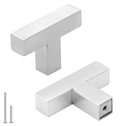 goldenwarm 50 Pack Brushed Nickel Cabinet Knobs Square Silver Kitchen Cabinet Handles for Dresser Bathroom Modern Pulls and Knobs for Cupboard