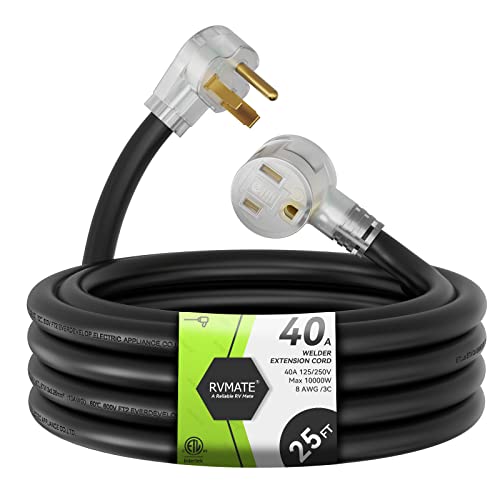 RVMATE 250V 25 Feet Welder Extension Cord, 8 AWG NEMA 6-50 STW Heavy Duty Welding Cord with LED Indicator