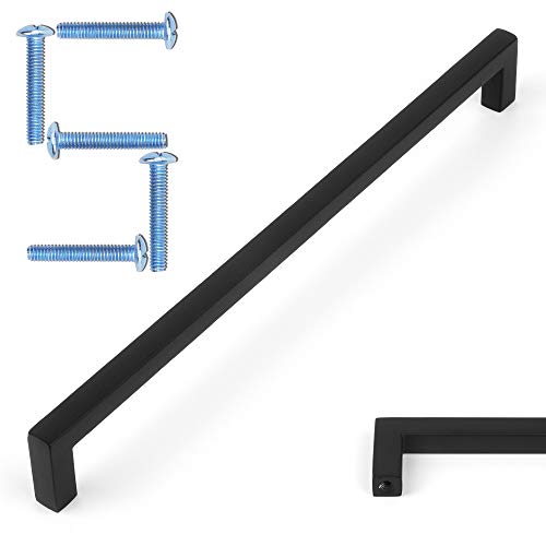 KOOFIZO Solid Square Bar Cabinet Handle - Black Furniture Pull, 7.6 Inch/192mm Screwhole Distance, Pack of 5 for Kitchen Cupboard Door, Bedroom Dresser Drawer, Bathroom Wardrobe Hardware